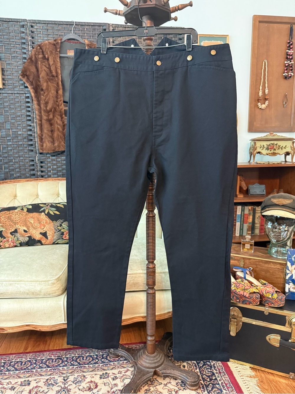 Frontier Classics Black Cotton Button Fly Western Reenactment Trousers Size 44